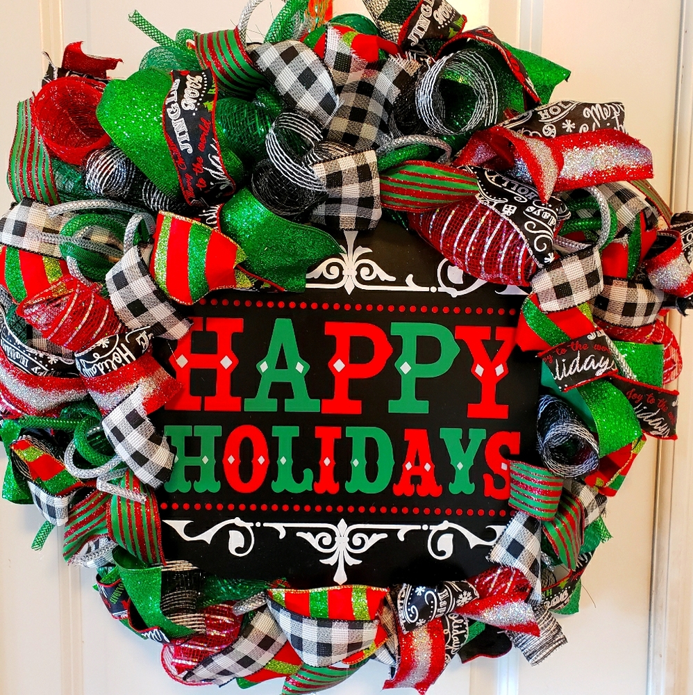 Happy Holidays Christmas Wreath  / Christmas decor